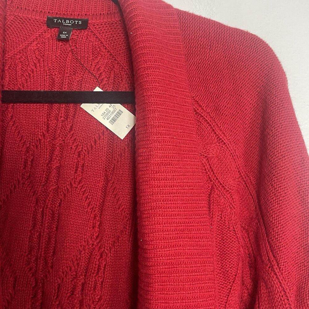 TALBOTS Open Front Cardigan Plus Size 1X Red NEW … - image 2